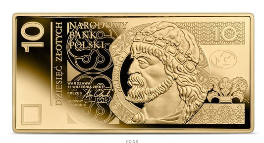 10 zł Polskie banknoty obiegowe złota moneta