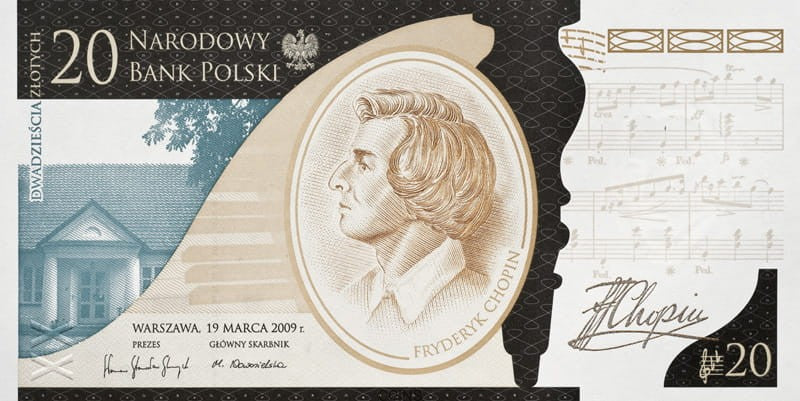 20 zł Fryderyk Chopin 2010 - banknot